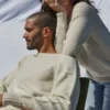 Pull en laine col rond blanc