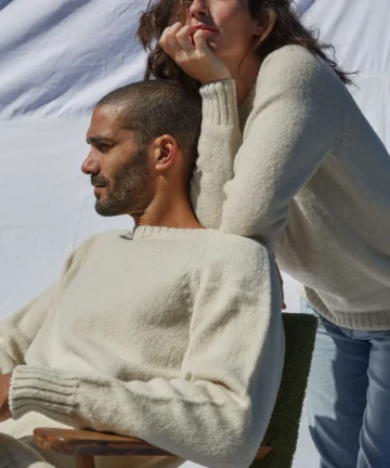 Pull en laine col rond blanc