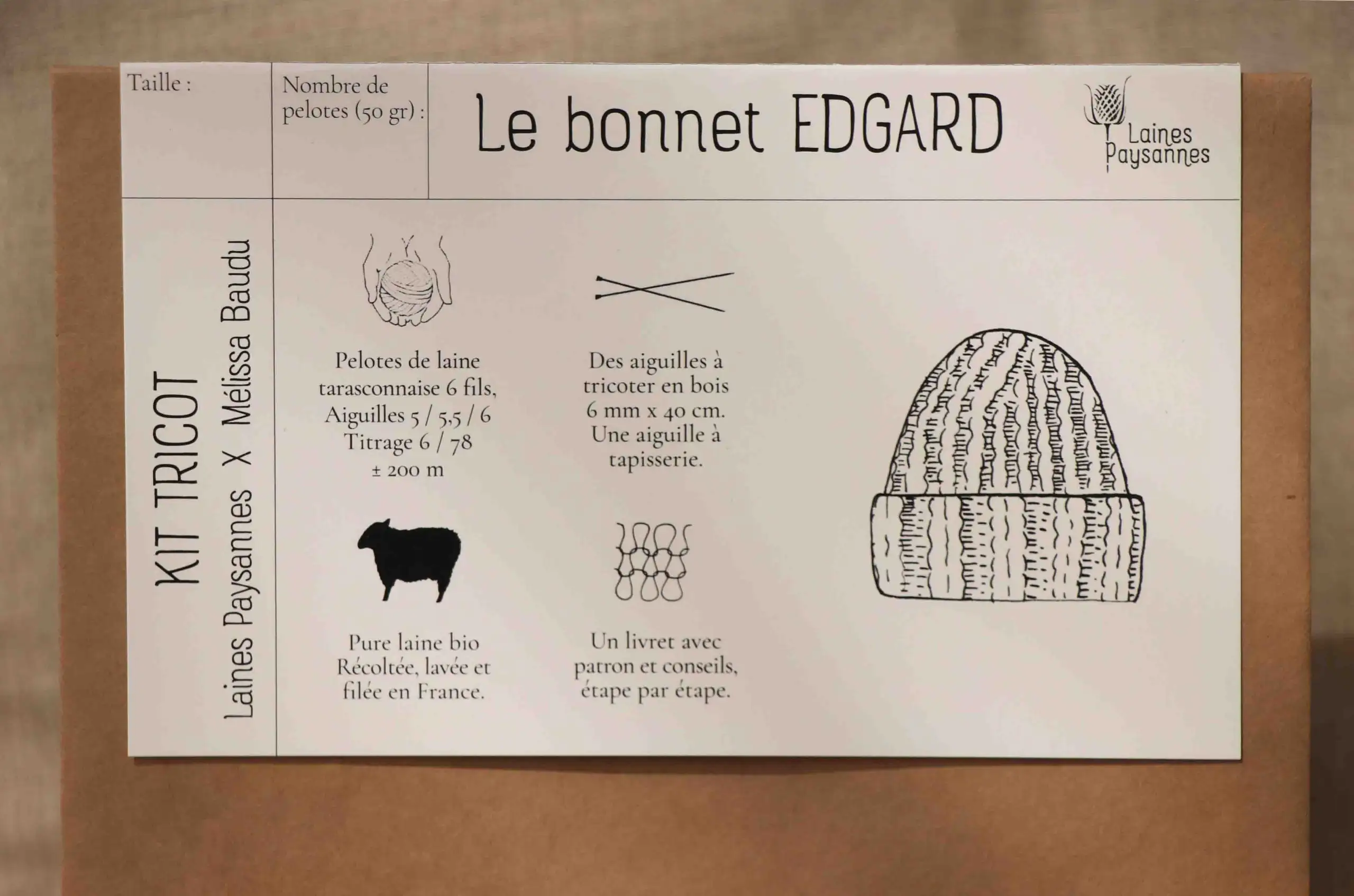 kit modèle tricot bonnet en laine