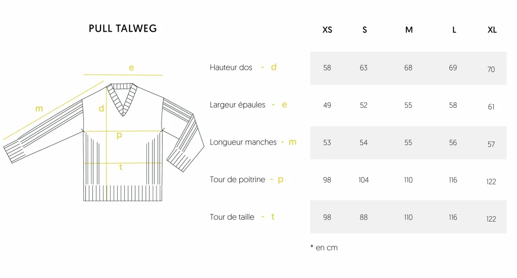 pull col v en laine guide de taille