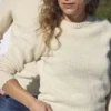 pull en laine col rond blanc