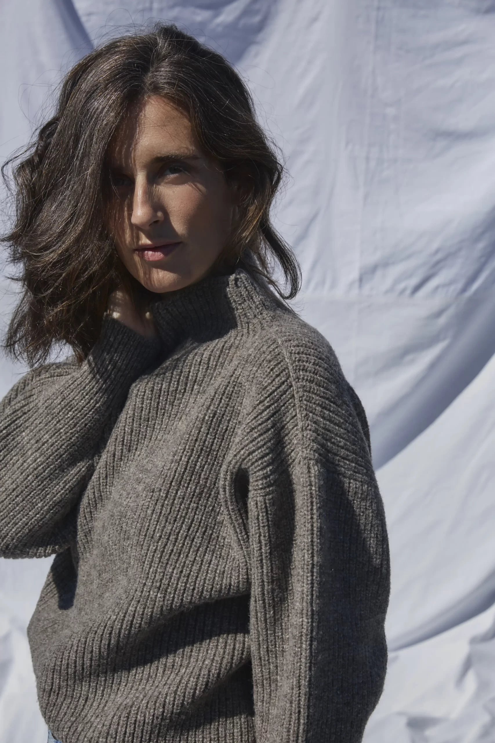 pull en laine femme gris