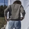 pull en laine gris col rond