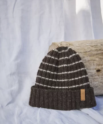 Bonnet en laine - Rayé burel-écru