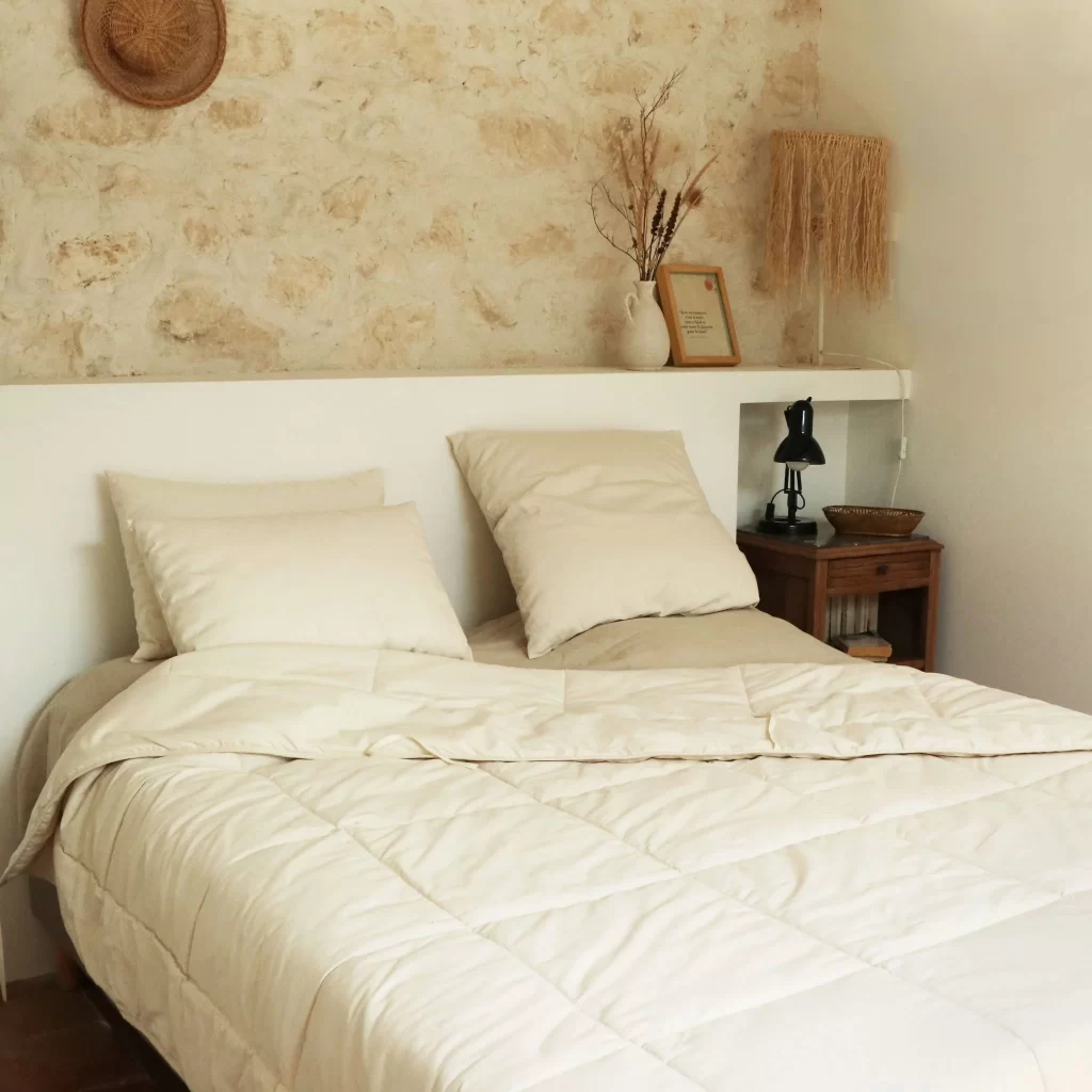 couette en laine et oreiller en laine française