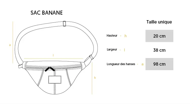 Guide des tailles sac banane en laine