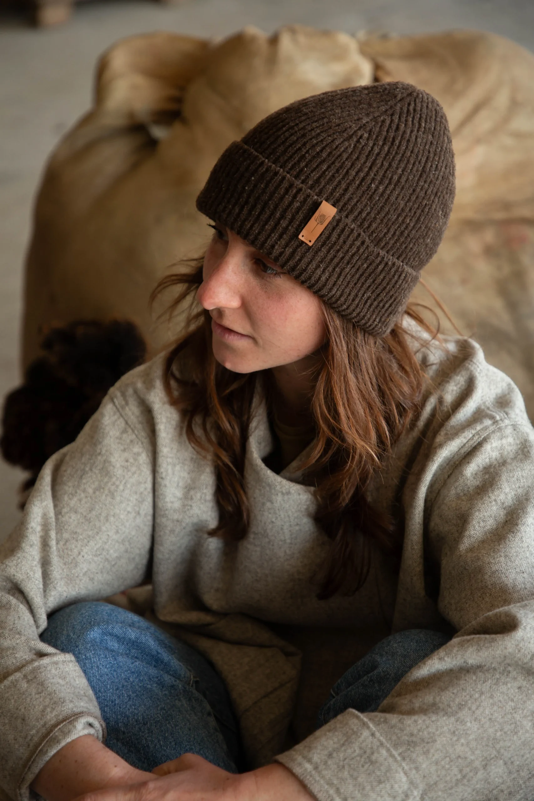 bonnet en laine naturelle